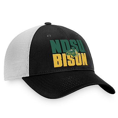 Men's Top of the World Black/White NDSU Bison Stockpile Trucker Snapback Hat