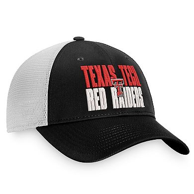 Men's Top of the World Black/White Texas Tech Red Raiders Stockpile Trucker Snapback Hat