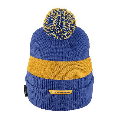 Men's Nike Royal Pitt Panthers Sideline Team Cuffed Knit Hat with Pom