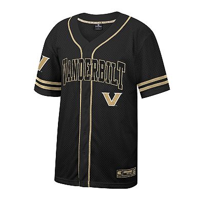 Men's Colosseum Black Vanderbilt Commodores Free Spirited Mesh Button-Up Baseball Jersey