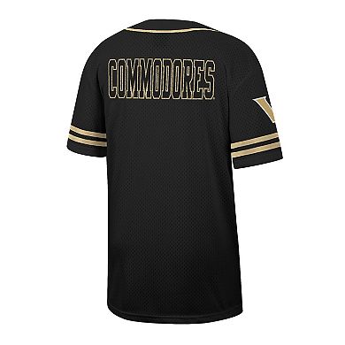 Men's Colosseum Black Vanderbilt Commodores Free Spirited Mesh Button-Up Baseball Jersey