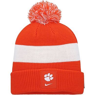 Men's Nike Orange Clemson Tigers Sideline Team Cuffed Knit Hat with Pom