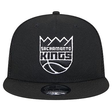 Men's New Era Black Sacramento Kings Evergreen 9FIFTY Trucker Snapback Hat