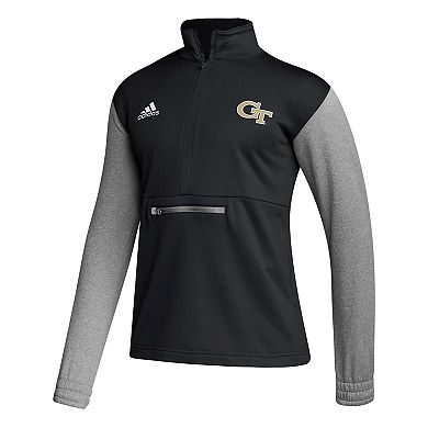 Men's adidas Black Georgia Tech Yellow Jackets Sideline AEROREADY Half-Zip Top