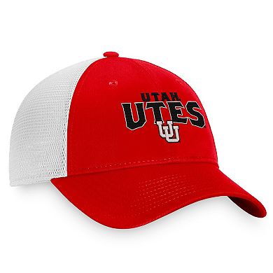 Men's Top of the World Red/White Utah Utes Breakout Trucker Snapback Hat