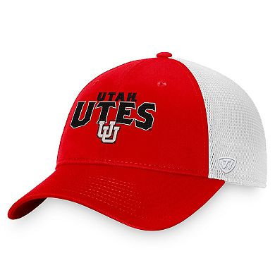 Men's Top of the World Red/White Utah Utes Breakout Trucker Snapback Hat