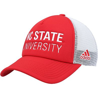 Men's adidas Red/White NC State Wolfpack Foam Trucker Snapback Hat