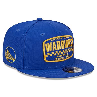 Men's New Era Royal Golden State Warriors Rally Drive Finish Line Patch 9FIFTY Snapback Hat
