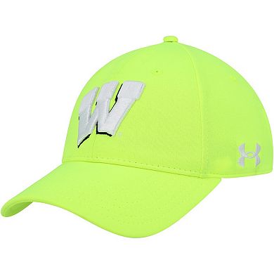 Men's Under Armour Neon Green Wisconsin Badgers Signal Caller Performance Adjustable Hat