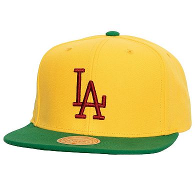 Men's Mitchell & Ness Yellow/Green Los Angeles Dodgers Hometown Snapback Hat