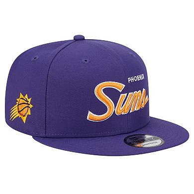 Men's New Era Purple Phoenix Suns Evergreen Script Side Patch 9FIFTY Snapback Hat