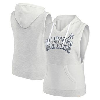 Women's Fanatics Branded Ash New York Yankees Lounge Script Sleeveless Pullover Hoodie