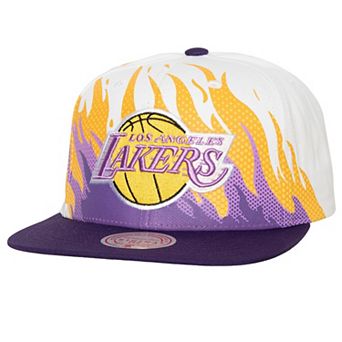 Men's Mitchell & Ness White Los Angeles Lakers Hot Fire Snapback Hat