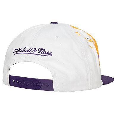 Men's Mitchell & Ness White Los Angeles Lakers Hot Fire Snapback Hat