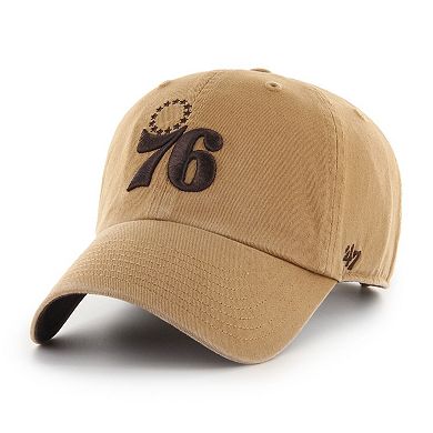 Men's '47 Tan Philadelphia 76ers Ballpark Clean Up Adjustable Hat
