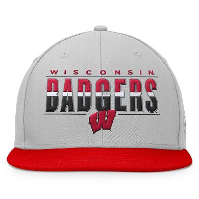 Men's Top of the World Gray Wisconsin Badgers Hudson Snapback Hat