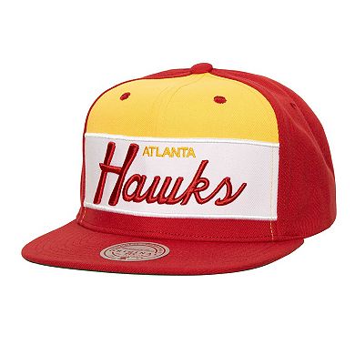 Men's Mitchell & Ness White Red Atlanta Hawks Retro Sport Color Block 