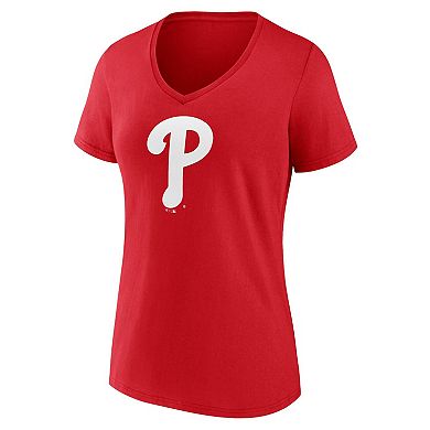 Women's Fanatics Branded Red Philadelphia Phillies Plus Size Mother's Day #1 Mom V-Neck T-Shirt