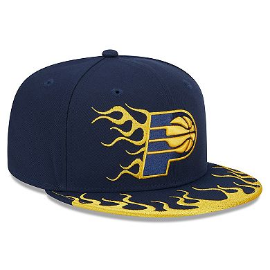 Men's New Era Navy Indiana Pacers  Rally Drive Flames 9FIFTY Snapback Hat