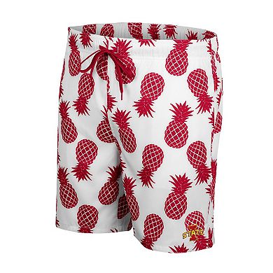 Men's Colosseum White Iowa State Cyclones Pineapples Swim Shorts