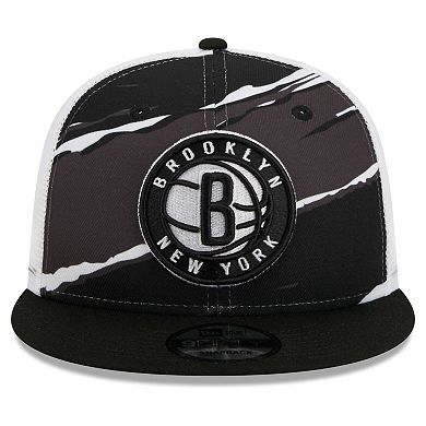 Men's New Era Black/White Brooklyn Nets Tear Trucker 9FIFTY Adjustable Hat