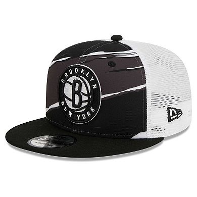 Men's New Era Black/White Brooklyn Nets Tear Trucker 9FIFTY Adjustable Hat