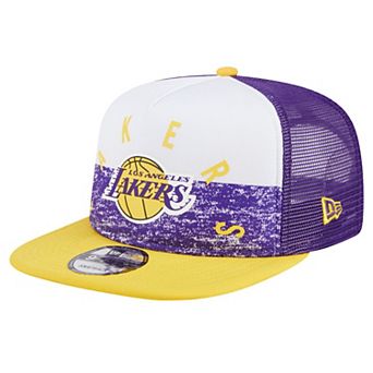 Men's New Era Purple Los Angeles Lakers Arch A-Frame Trucker 9FIFTY SnapbackÂ Hat