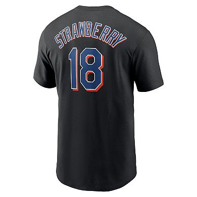 Men's Nike Darryl Strawberry Black New York Mets Fuse Name & Number T-Shirt