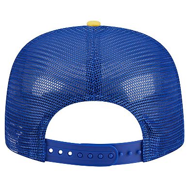Men's New Era Royal Golden State Warriors Arch A-Frame Trucker 9FIFTY SnapbackÂ Hat
