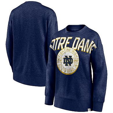 Women's Fanatics Branded Heathered Navy Notre Dame Fighting Irish Jump Distribution Pullover Sweatshirt