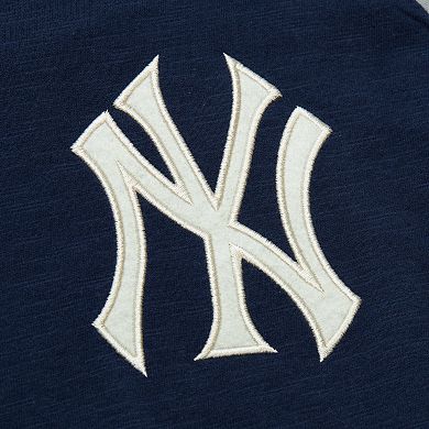 Men's Mitchell & Ness Navy New York Yankees Cooperstown Collection Legendary Raglan Slub Henley 3/4-Sleeve T-Shirt