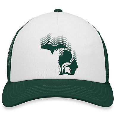 Men's Top of the World White/Green Michigan State Spartans Tone Down Trucker Snapback Hat