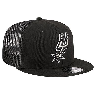 Men's New Era Black San Antonio Spurs Evergreen Meshback 9FIFTY Snapback Hat