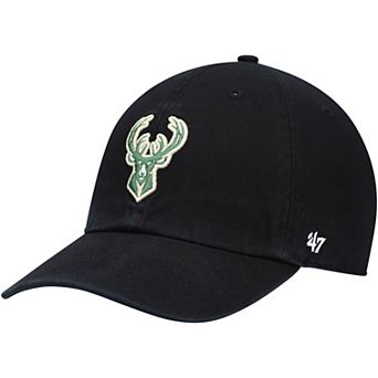 Men's '47 Black Milwaukee Bucks Logo Clean Up Adjustable Hat
