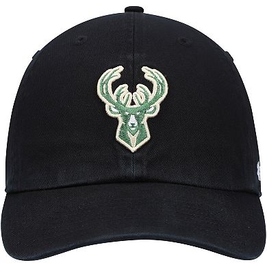 Men's '47 Black Milwaukee Bucks Logo Clean Up Adjustable Hat