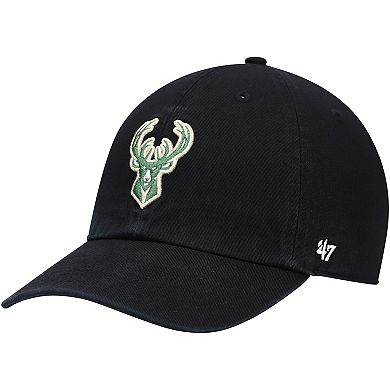 Men's '47 Black Milwaukee Bucks Logo Clean Up Adjustable Hat