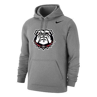 Men's Nike Heather Gray Georgia Bulldogs Logo Club Pullover Hoodie