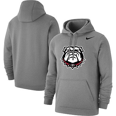 Men's Nike Heather Gray Georgia Bulldogs Logo Club Pullover Hoodie