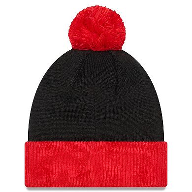 Men's New Era Black/Red Portland Trail Blazers Confident Cuffed Knit Hat with Pom