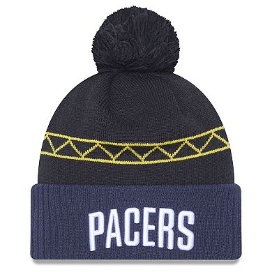 Men's New Era  Navy Indiana Pacers 2022/23 City Edition Official Cuffed Pom Knit Hat