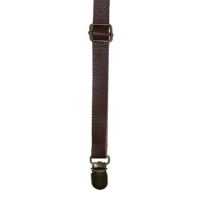 CTM Faux Leather Slim Clip-End Suspenders