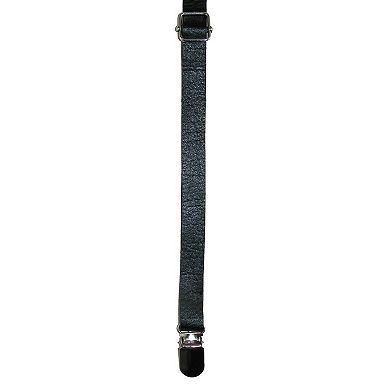 Faux Leather Slim Clip-end Suspenders
