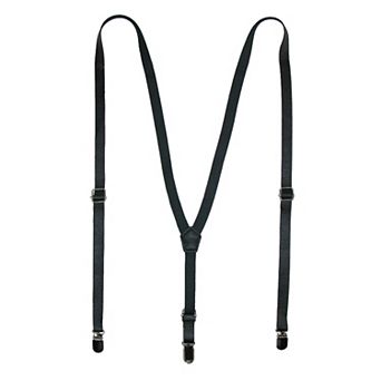 Faux Leather Slim Clip-end Suspenders