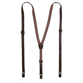 Faux Leather Slim Clip-end Suspenders