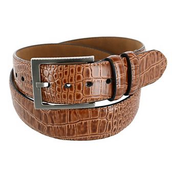 Greg Norman Men's Croco Print Leather Belt