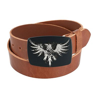 Ctm Men's Leather Bridle Belt With Phoenix Belt Buckle (2 Buckle Set)