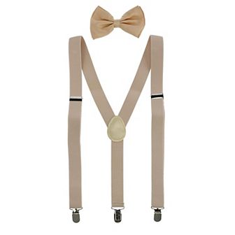 Men's Solid Fashion Color Bow Tie And Suspender Set