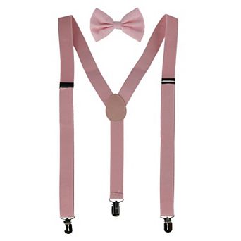 Men's Solid Fashion Color Bow Tie And Suspender Set