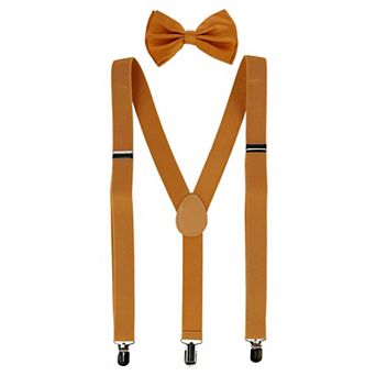 Men's Solid Fashion Color Bow Tie And Suspender Set
