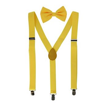 Men's Solid Fashion Color Bow Tie And Suspender Set